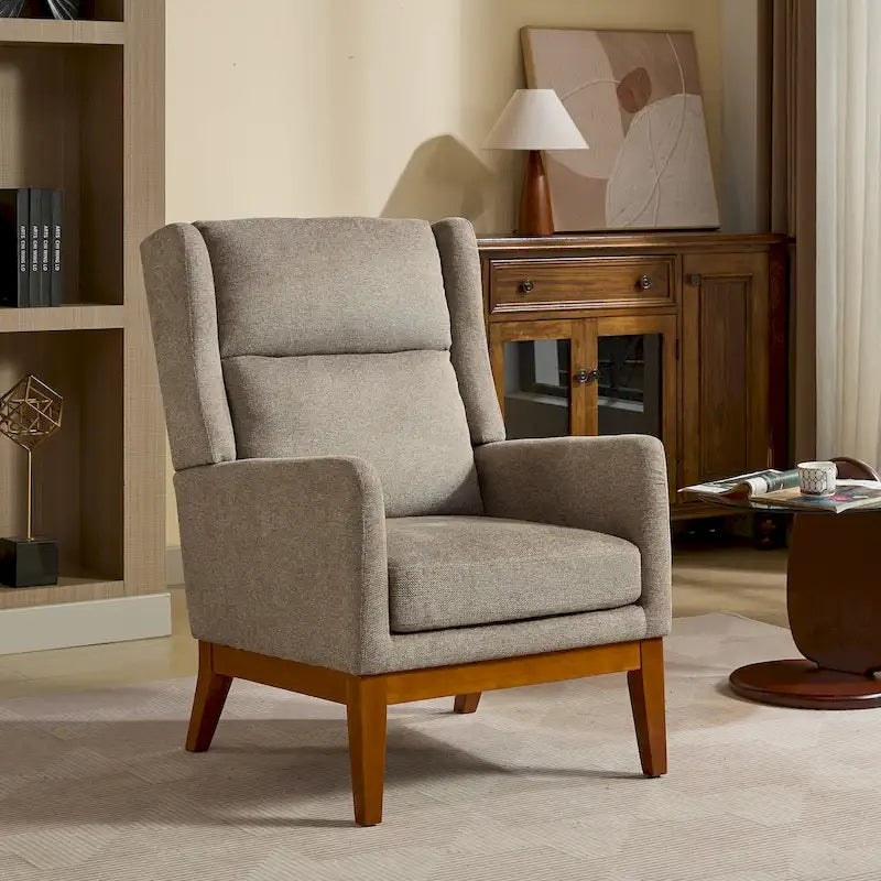 Modern Accent Wingback Chair,Polyester Blend High Back Reading Chair ,Upholstered Armchair Club Chair