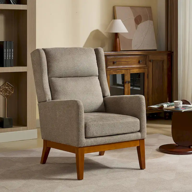 Modern Accent Wingback Chair,Polyester Blend High Back Reading Chair ,Upholstered Armchair Club Chair