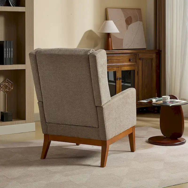 Modern Accent Wingback Chair,Polyester Blend High Back Reading Chair ,Upholstered Armchair Club Chair