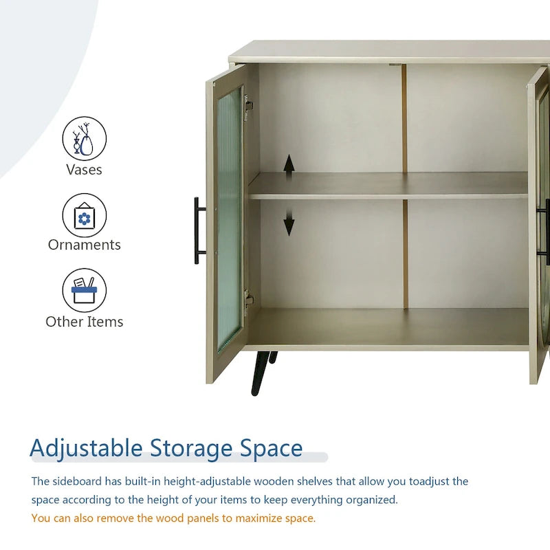 60 TV Stand with Storage Cabinet & Adjustable Shelves for 65 TVs
