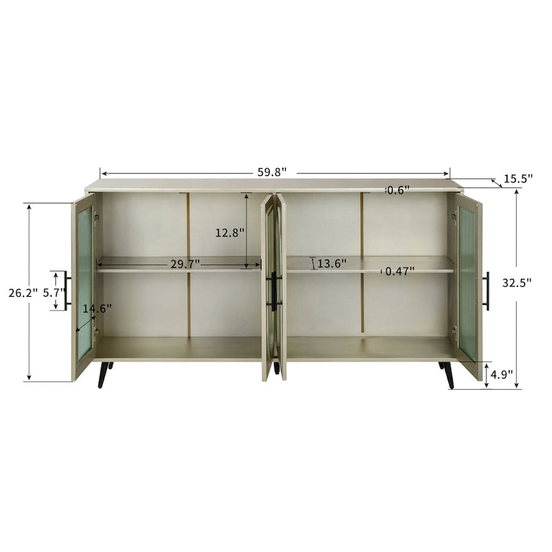 60 TV Stand with Storage Cabinet & Adjustable Shelves for 65 TVs