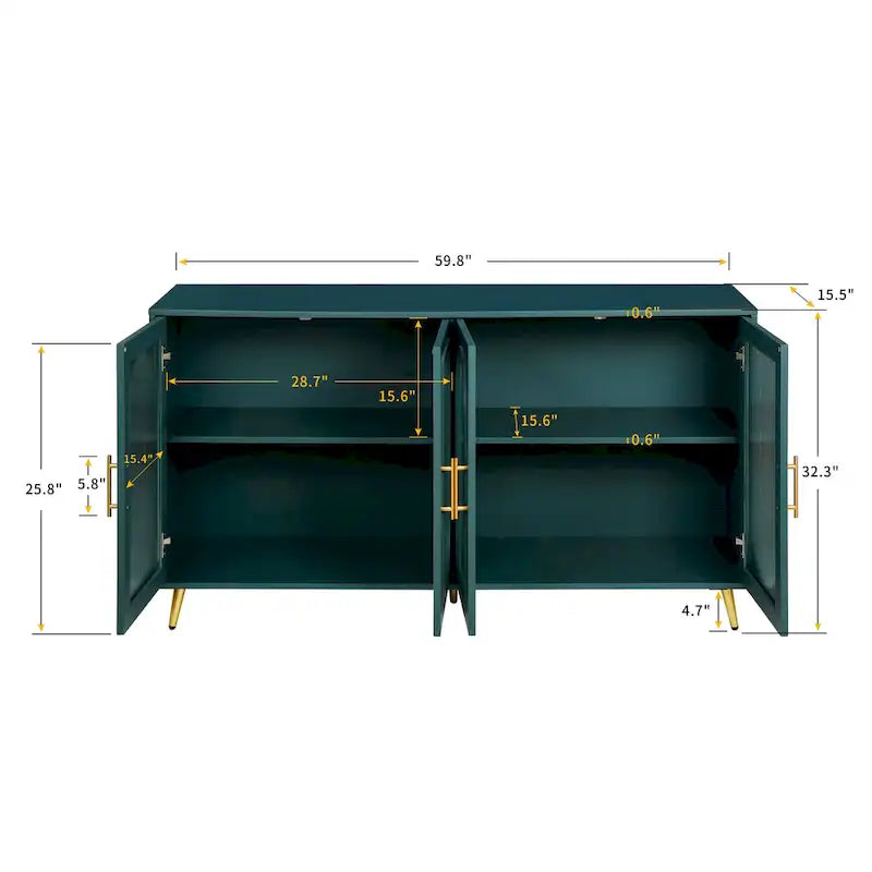 60 TV Stand with Storage Cabinet & Adjustable Shelves for 65 TVs
