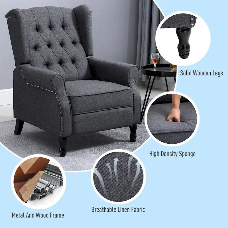 Fauteuil inclinable touffeté 26 moderne gris