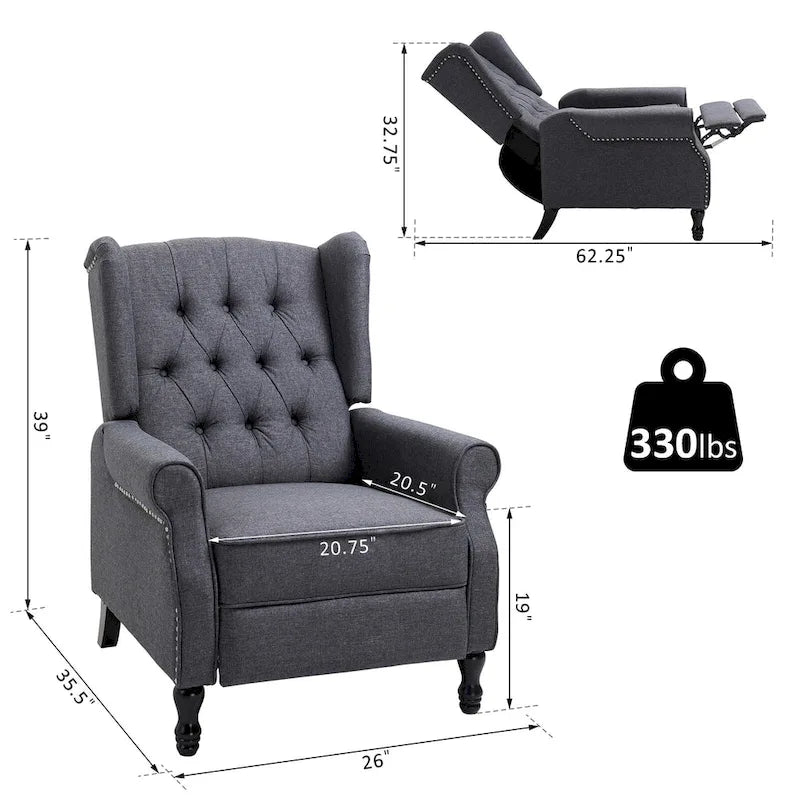 Fauteuil inclinable touffeté 26 moderne gris