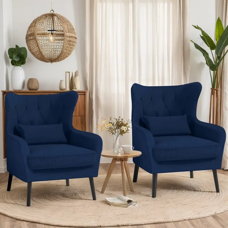 Fauteuil d'appoint en velours, confortable, surdimensionné, pour la lecture dans le salon (lot de 2)