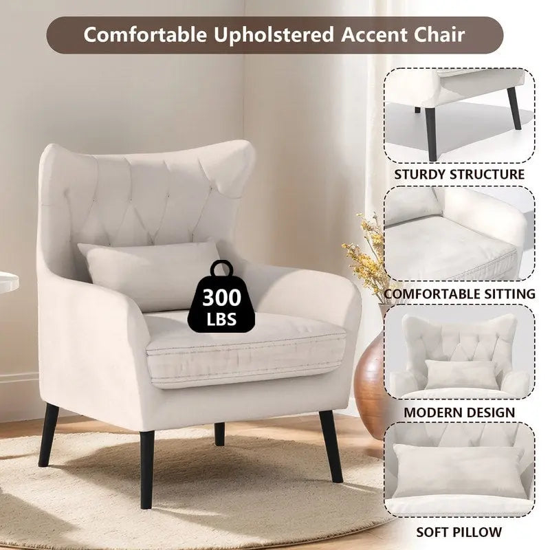 Fauteuil d'appoint en velours, confortable, surdimensionné, pour la lecture dans le salon (lot de 2)