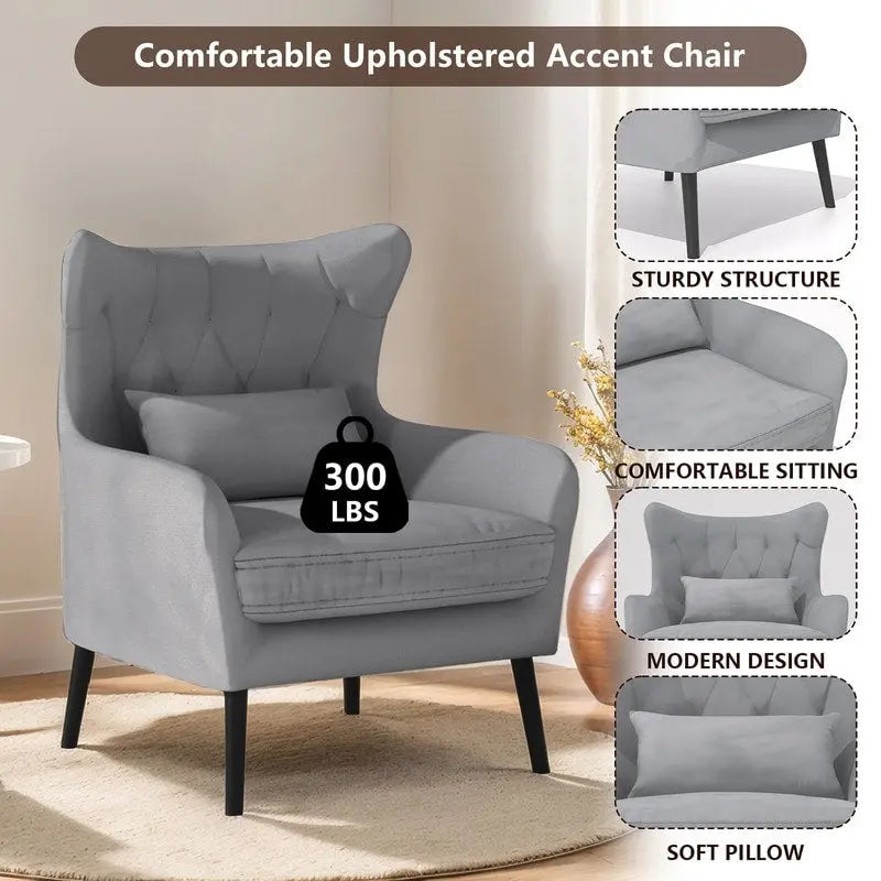 Fauteuil d'appoint en velours, confortable, surdimensionné, pour la lecture dans le salon (lot de 2)