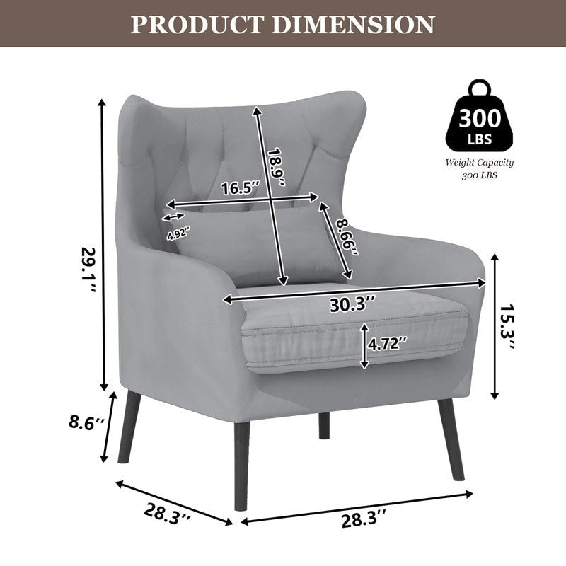 Fauteuil d'appoint en velours, confortable, surdimensionné, pour la lecture dans le salon (lot de 2)
