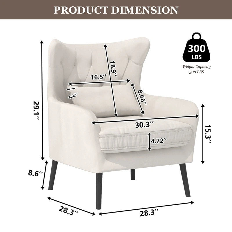 Fauteuil d'appoint en velours, confortable, surdimensionné, pour la lecture dans le salon (lot de 2)