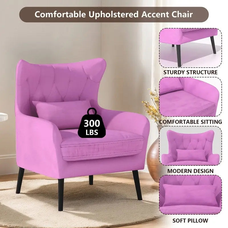 Fauteuil d'appoint en velours, confortable, surdimensionné, pour la lecture dans le salon (lot de 2)