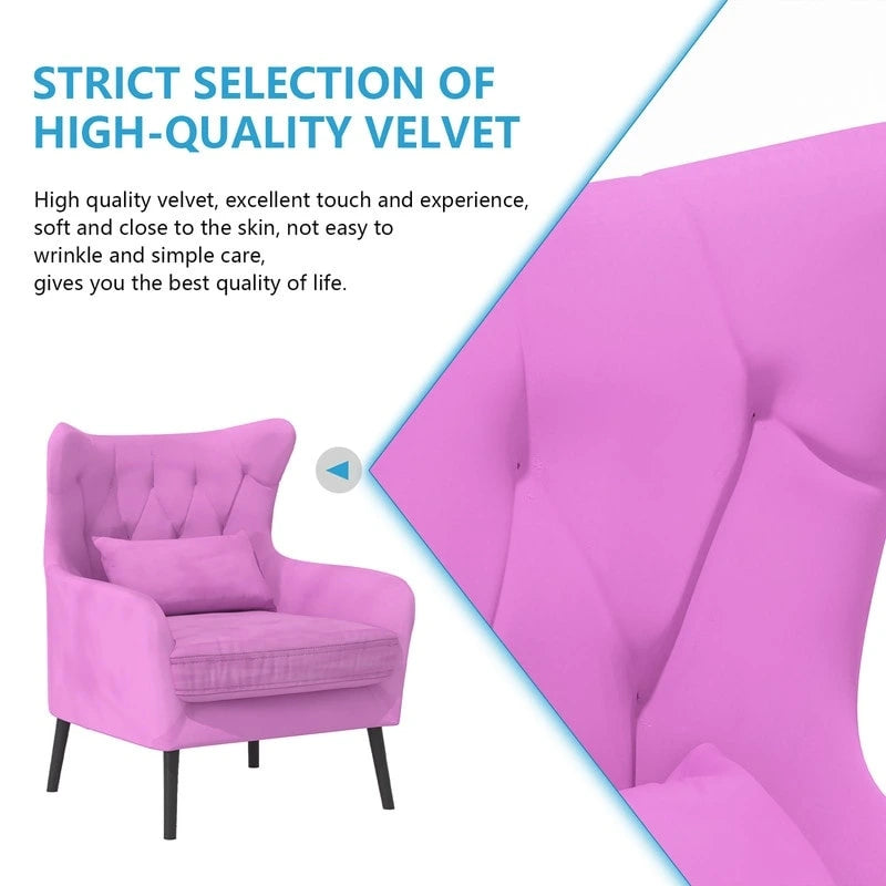 Fauteuil d'appoint en velours, confortable, surdimensionné, pour la lecture dans le salon (lot de 2)