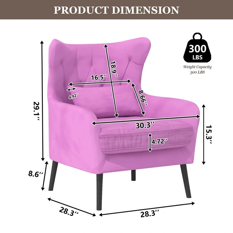 Fauteuil d'appoint en velours, confortable, surdimensionné, pour la lecture dans le salon (lot de 2)