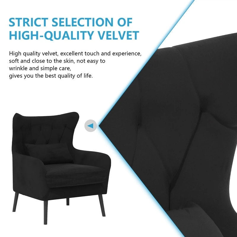 Fauteuil d'appoint en velours, confortable, surdimensionné, pour la lecture dans le salon (lot de 2)