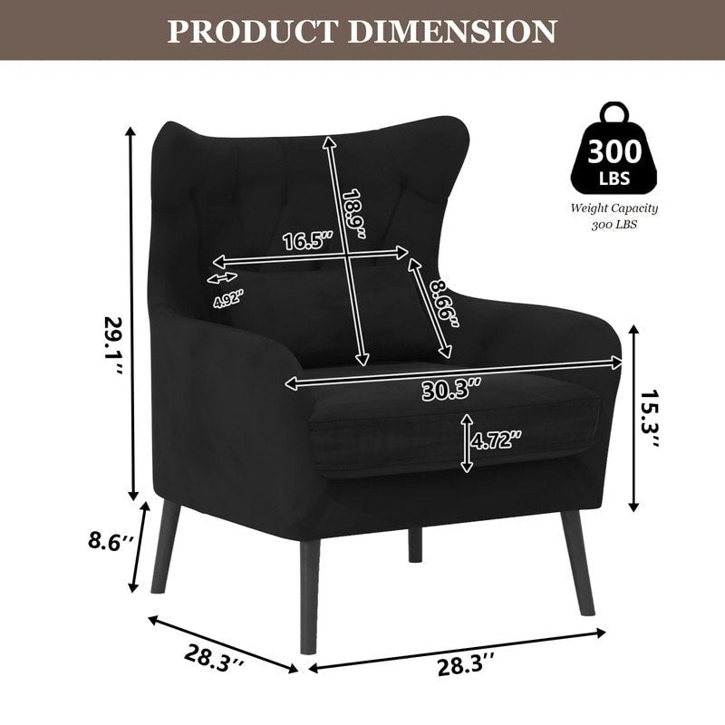 Fauteuil d'appoint en velours, confortable, surdimensionné, pour la lecture dans le salon (lot de 2)