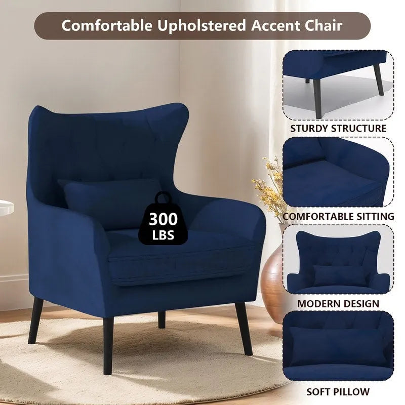Fauteuil d'appoint en velours, confortable, surdimensionné, pour la lecture dans le salon (lot de 2)