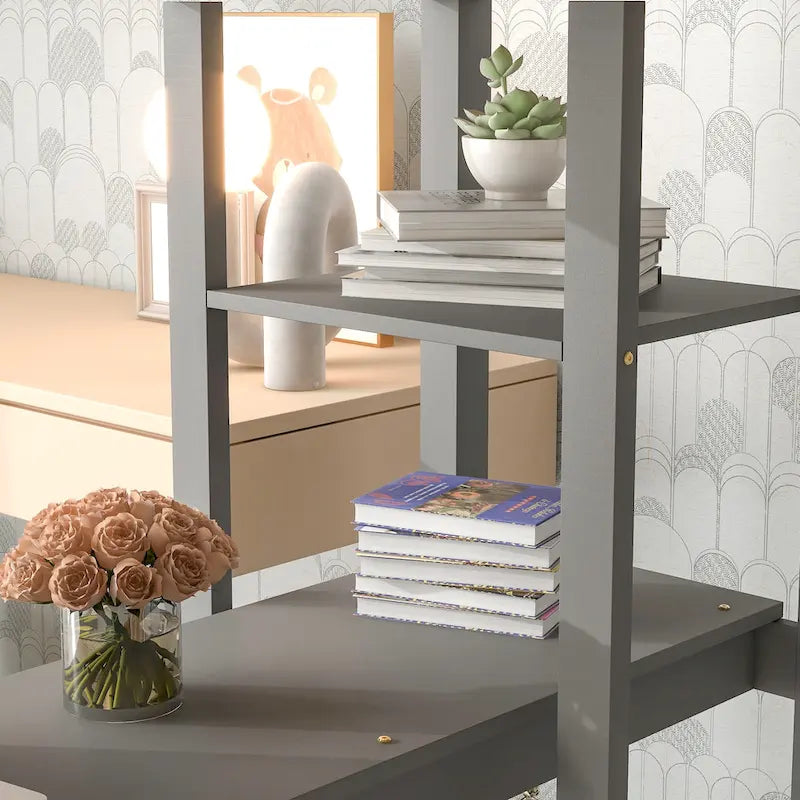 Full Loft Bed with Desk ,Shelves and Ladder