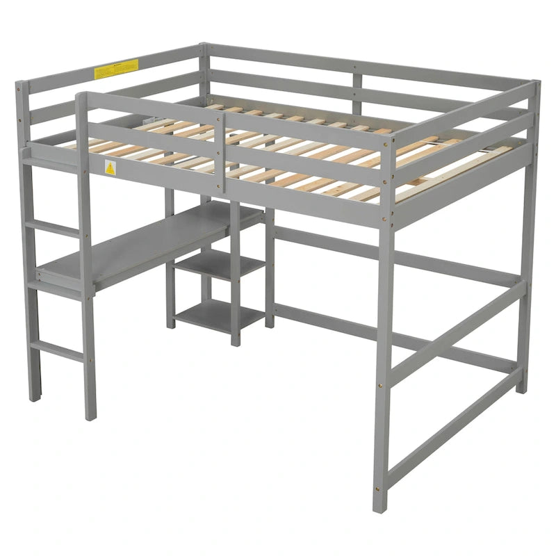 Full Loft Bed with Desk ,Shelves and Ladder