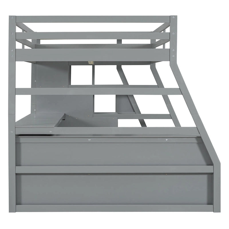 Full Size Loft Bed with 7 Drawers 2 Shelves and Desk