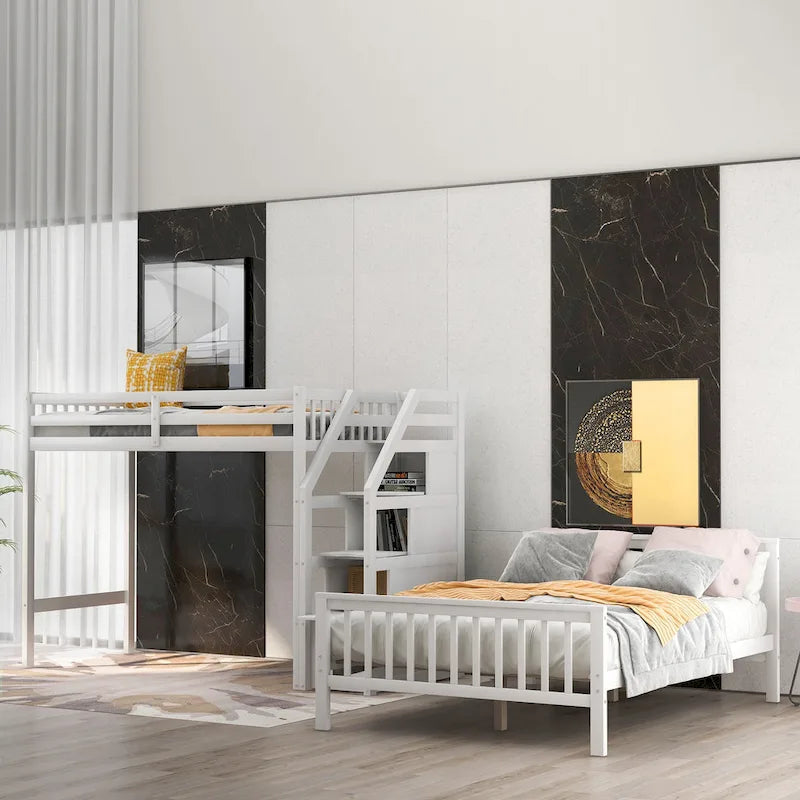 Twin over Full Loft Bed with Staircase