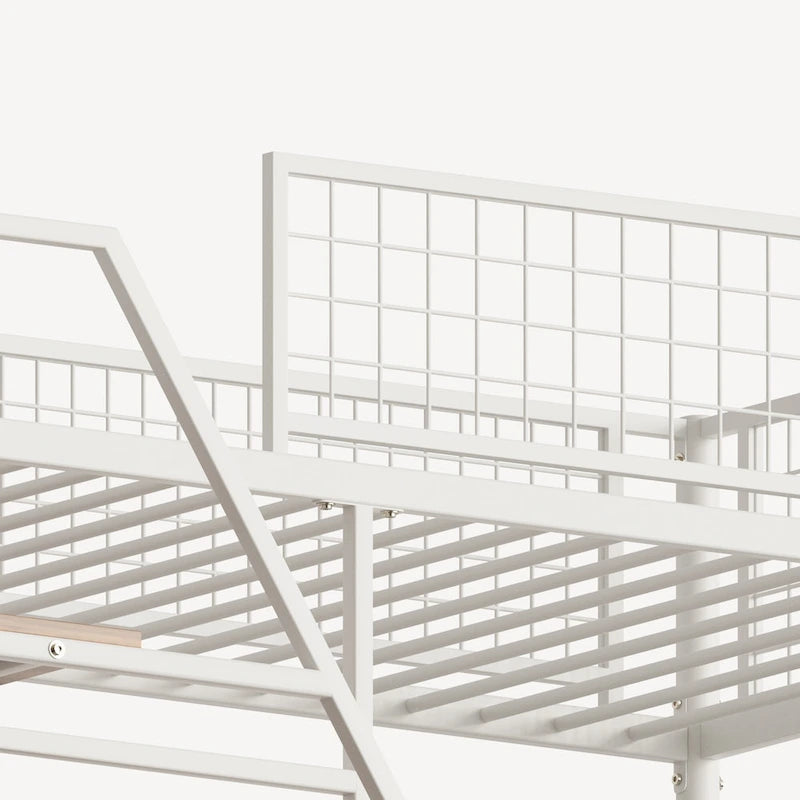 Twin sized loft metal bed with black