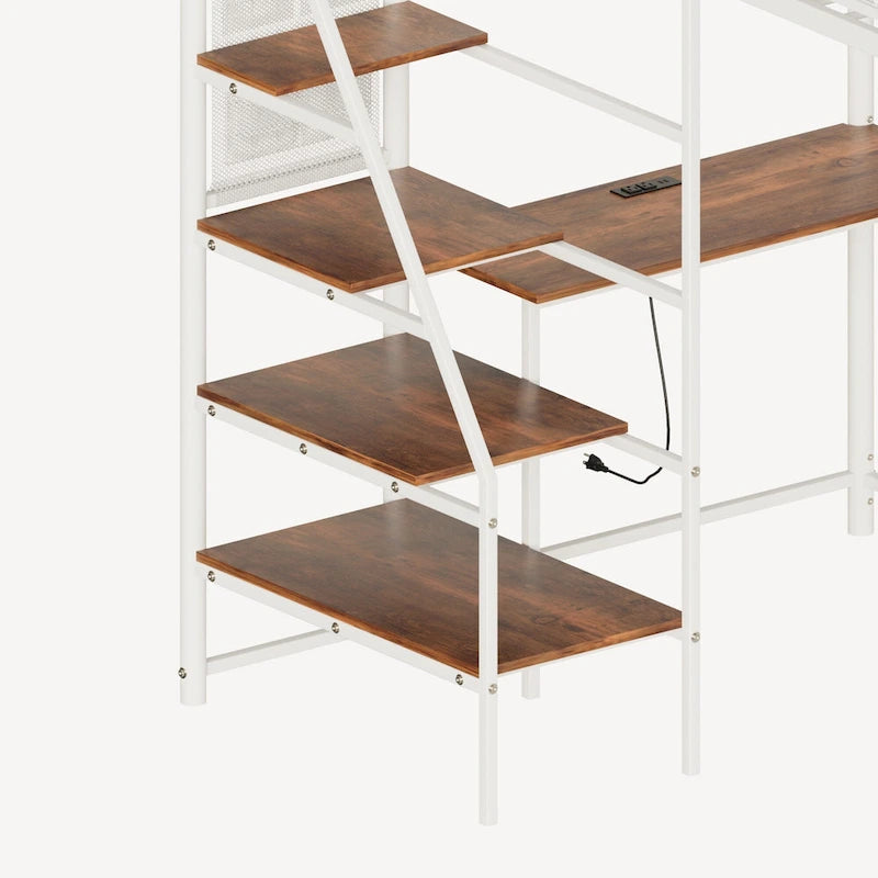 Twin sized loft metal bed with black