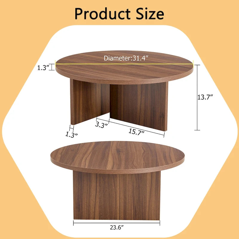Modern Round MDF Coffee Table Durable Living Room Center Table
