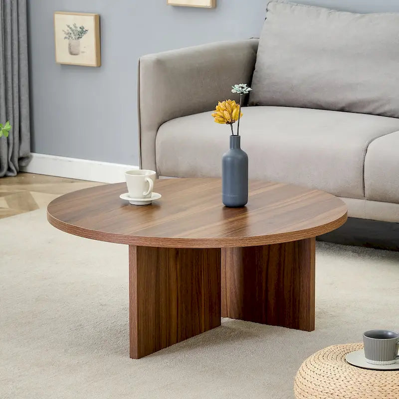 Modern Round MDF Coffee Table Durable Living Room Center Table