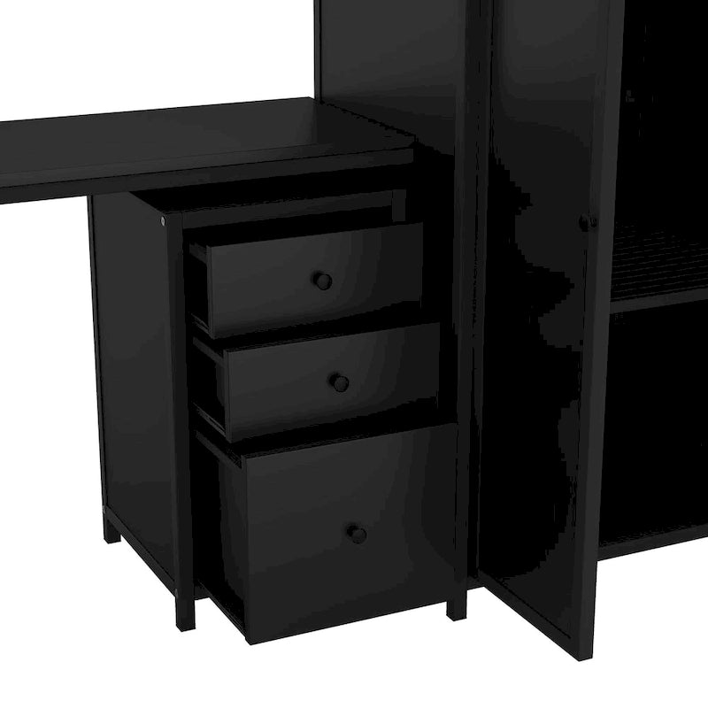 Metal Loft Bed With table set and wardrobe