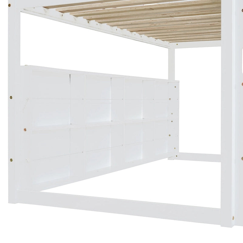 Twin size Wooden Loft Bed House-shaped Frame with a Tent