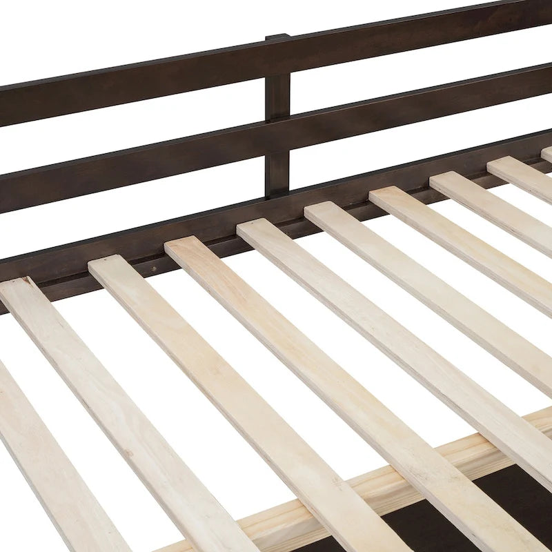 Full Wooden Loft Bed with U-shaped Desk,Storage Compartments and Tri-fold Mirror