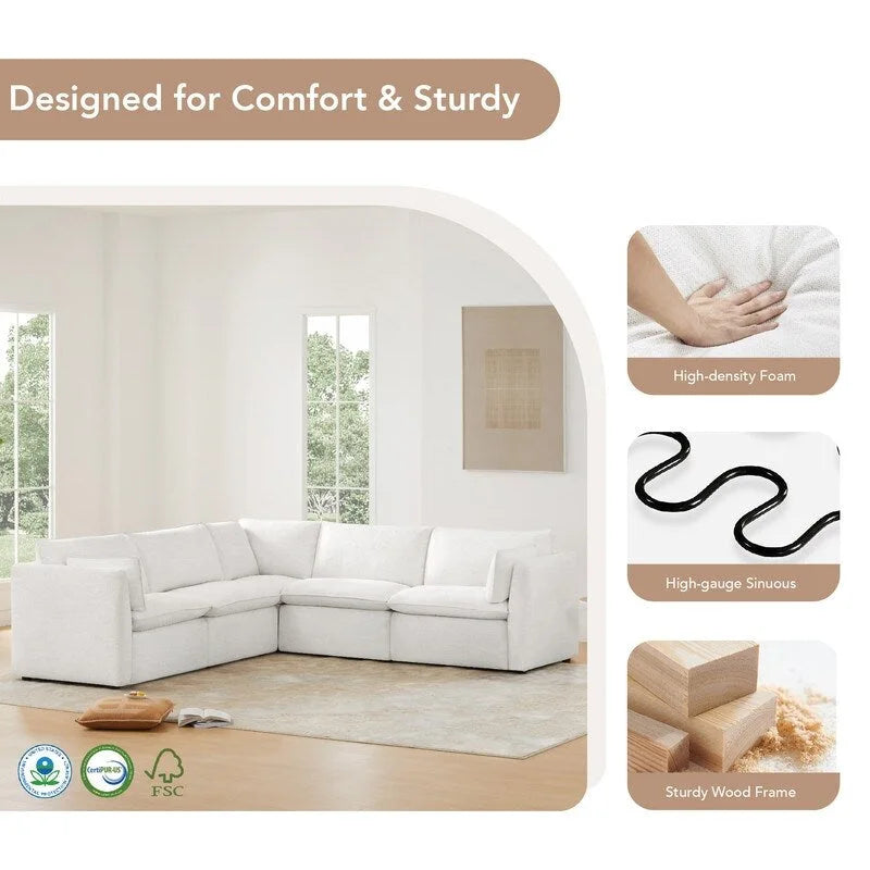 Cypress L-shape Sectional Couches Modular Sofa with Ottoman