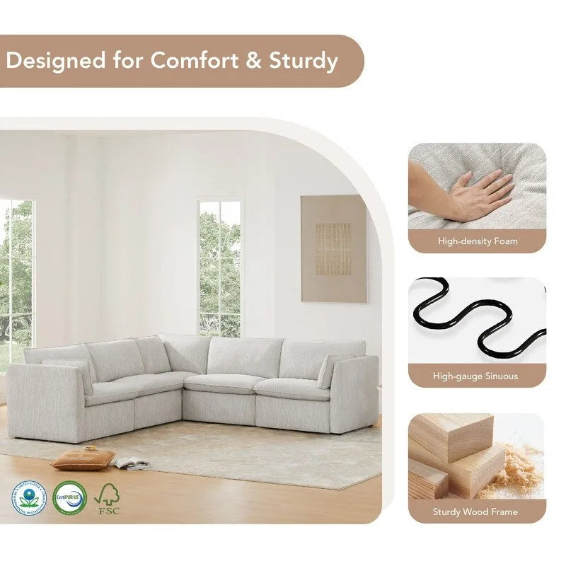 Cypress L-shape Sectional Couches Modular Sofa with Ottoman