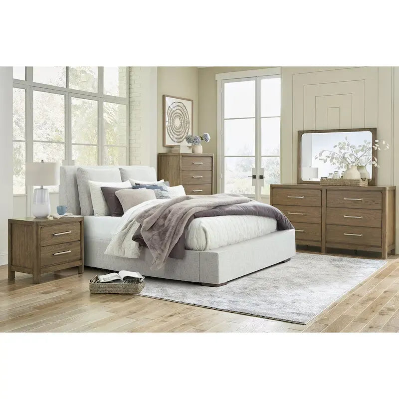 Signature Design by Ashley Cabalynn Light Brown Upholstered Platform Bed