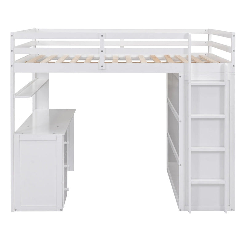 Full Loft Bed with Study Station, Wardrobe, Desk & Drawers