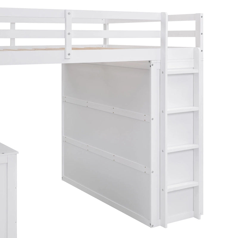 Full Loft Bed with Study Station, Wardrobe, Desk & Drawers