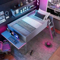 Twin Wood Gaming Loft Bed with LED Desk