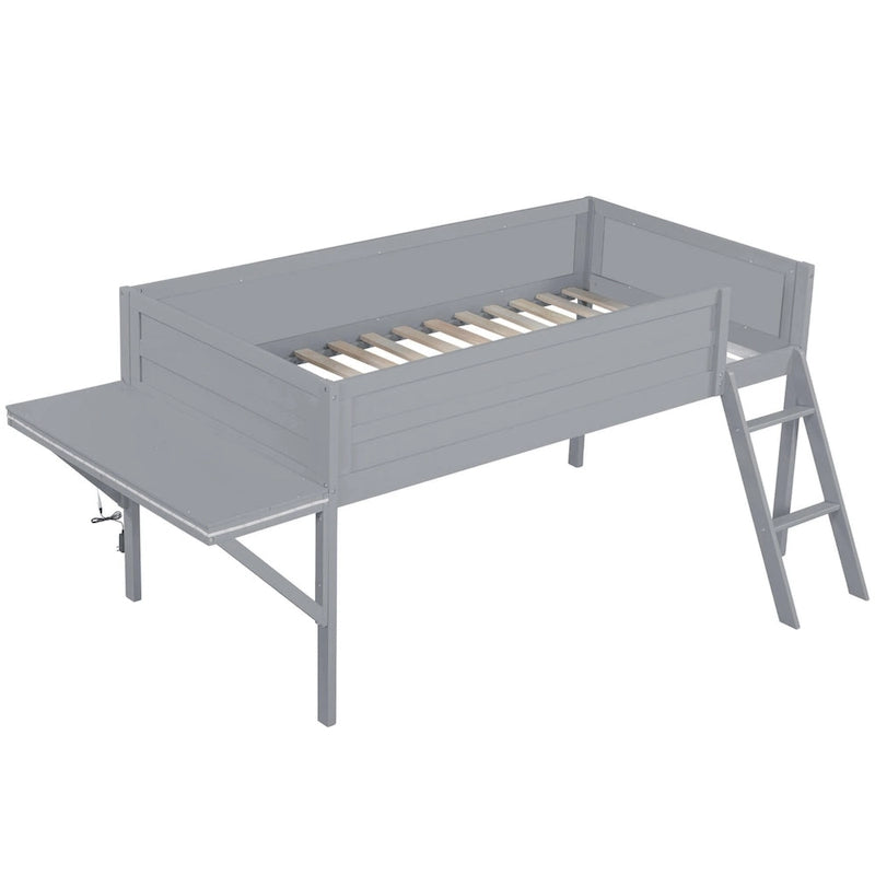 Twin Wood Gaming Loft Bed with LED Desk