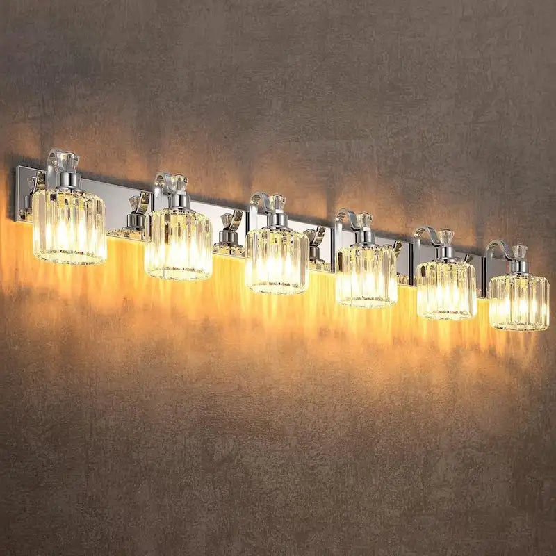 Modern Chrome Led Crystal Vanity Lights Over Mirror 4 Lights