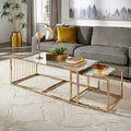 Astor Champagne Gold Finish Textured Mirror Top Nesting Coffee Table by iNSPIRE Q Bold