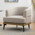 Fauteuil de salon contemporain en tissu bicolore avec pieds tonneau