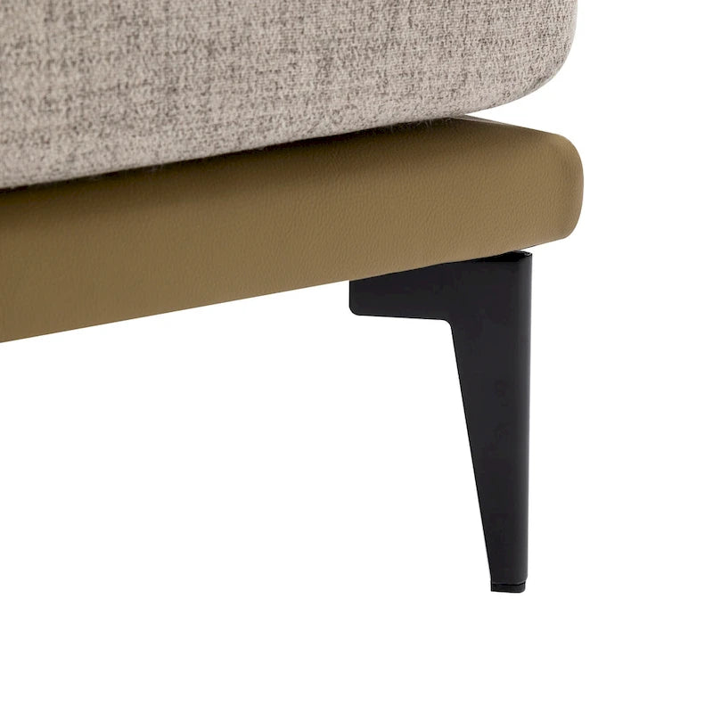 Fauteuil de salon contemporain en tissu bicolore avec pieds tonneau