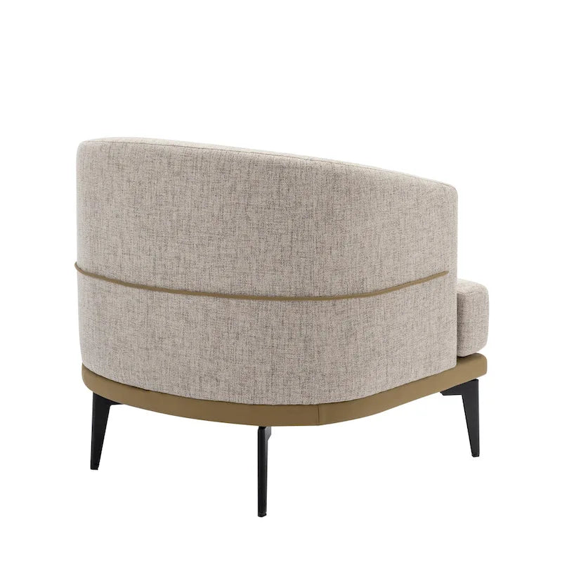 Fauteuil de salon contemporain en tissu bicolore avec pieds tonneau
