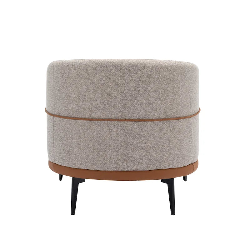 Fauteuil de salon contemporain en tissu bicolore avec pieds tonneau