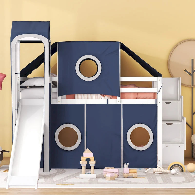 Loft Bed with Tent and Tower