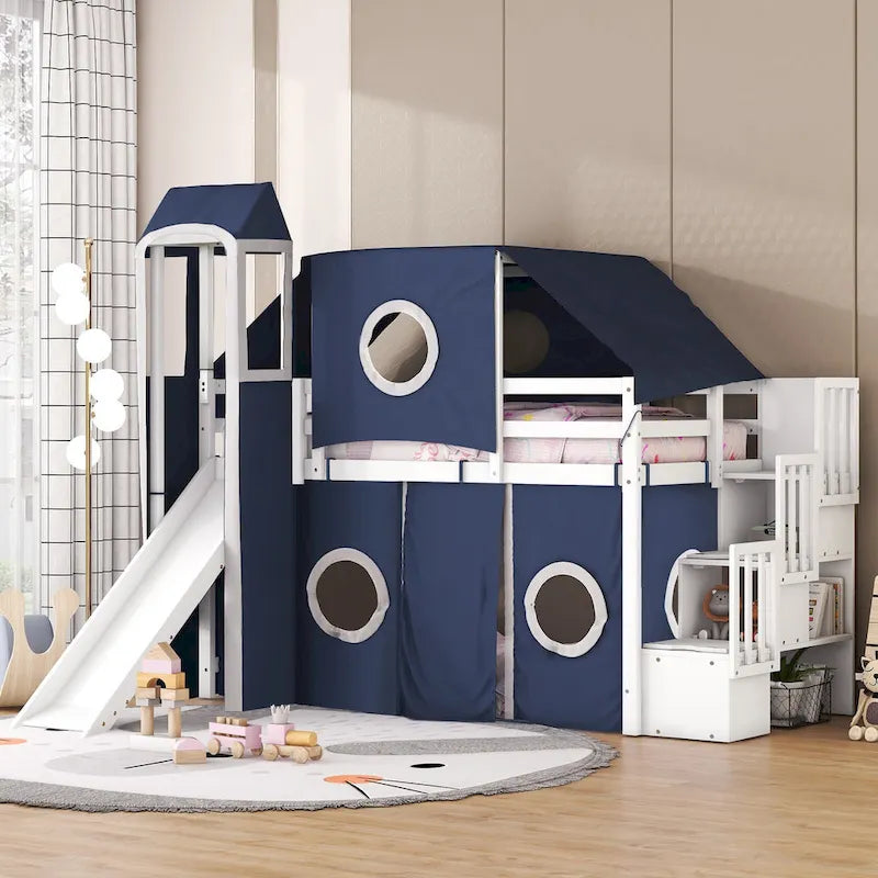 Loft Bed with Tent and Tower