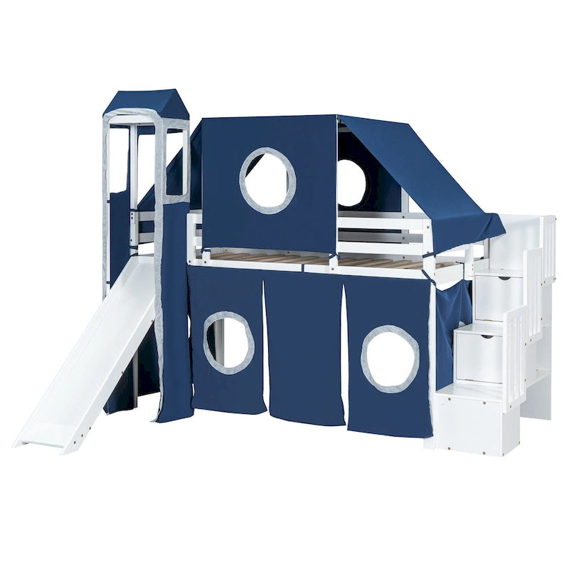 Loft Bed with Tent and Tower