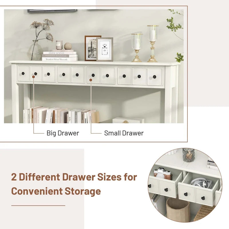 Costway 60 Console Table Retro Entryway Sofa Table with 4 Drawers & - See Details