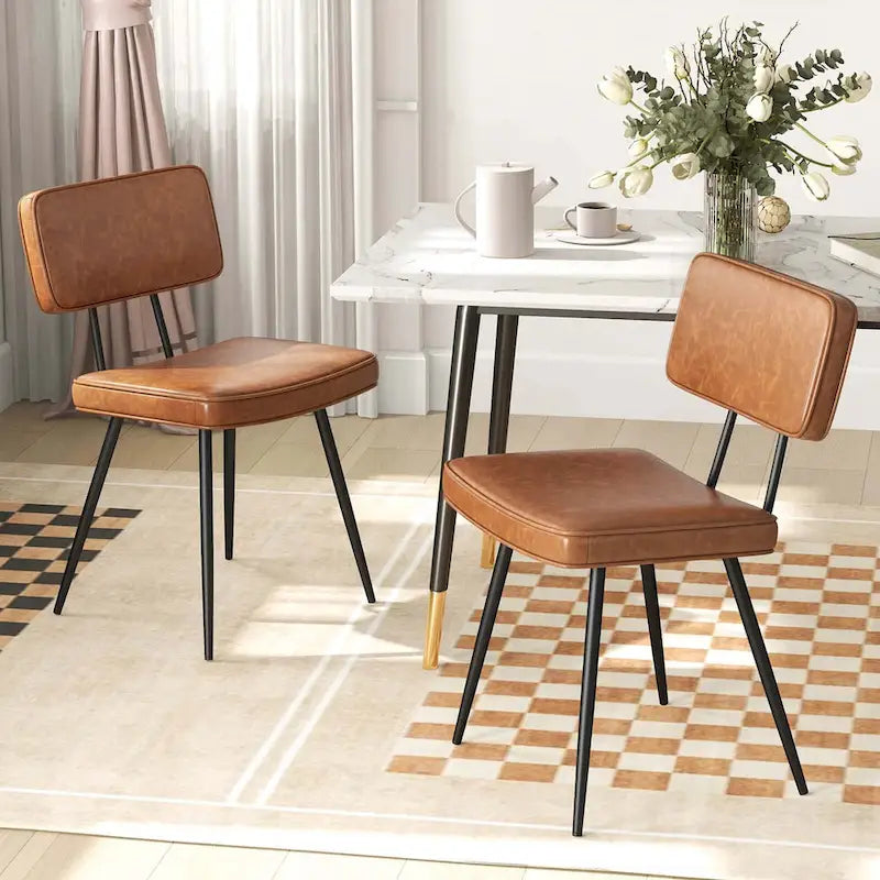 Chaises de salle à manger avec revêtement en cuir PU et éponge de rembourrage