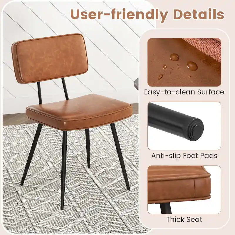 Chaises de salle à manger avec revêtement en cuir PU et éponge de rembourrage