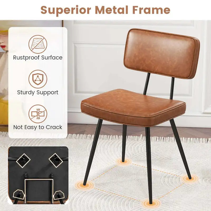 Chaises de salle à manger avec revêtement en cuir PU et éponge de rembourrage